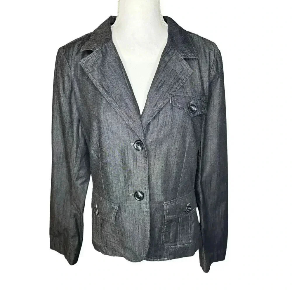 Banana Republic Women’s Size 10 Gray Two Button Stretch Blazer EUC